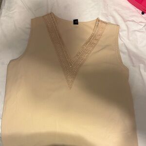 SHEIN Tan Lace V-Neck Tank Top
